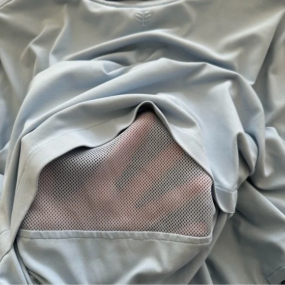 Coolibar Men XL Long Sleeve Vented Back Polo Shirt UPF 50 Sun Protection Blue - Picture 7 of 12